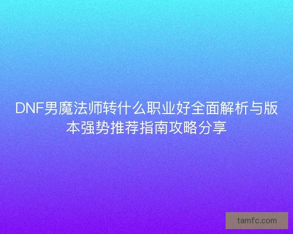 DNF男魔法师转什么职业好全面解析与版本强势推荐指南攻略分享